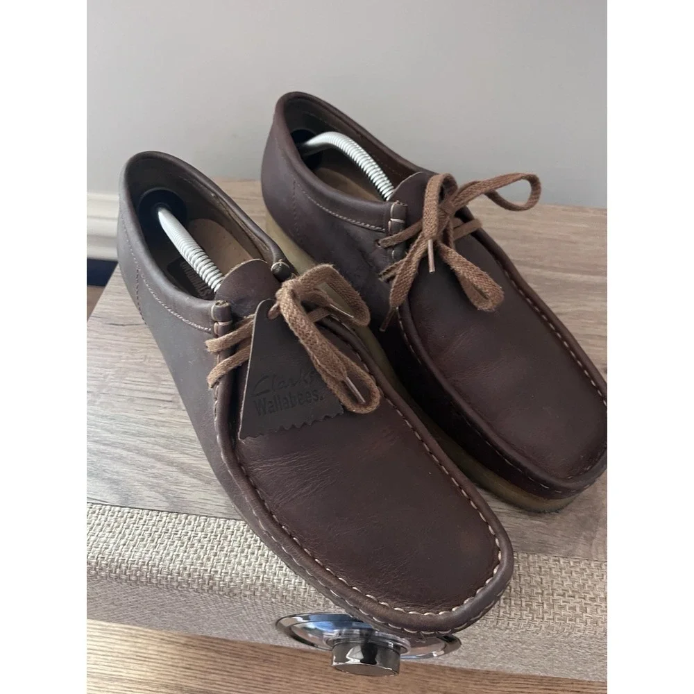 Clarks Wallabee Mens 11 Brown Beeswax Leather Moccasin Crepe Sole Shoes M1